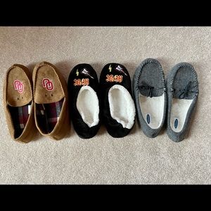 3 pair mens house shoes slippers lot size 8 - OU, AC/DC, Old Navy